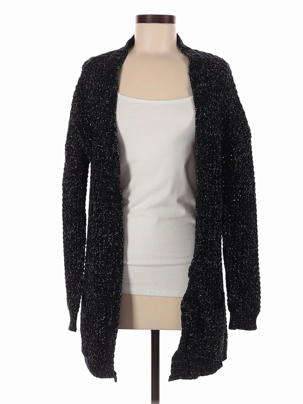 Express Black Open-Front Sparkle Cardigan